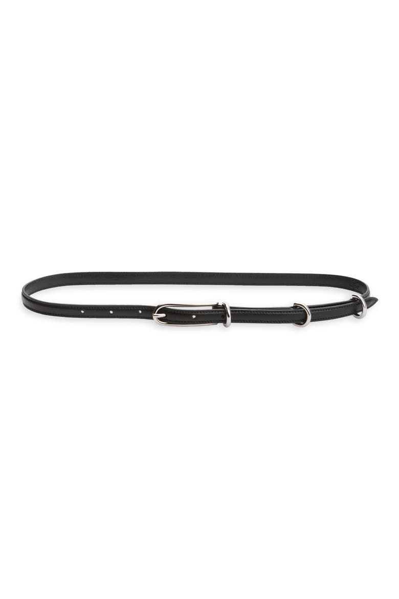 Three Keepers Slim Leather Belt, Main, color, BLACK LEATHER