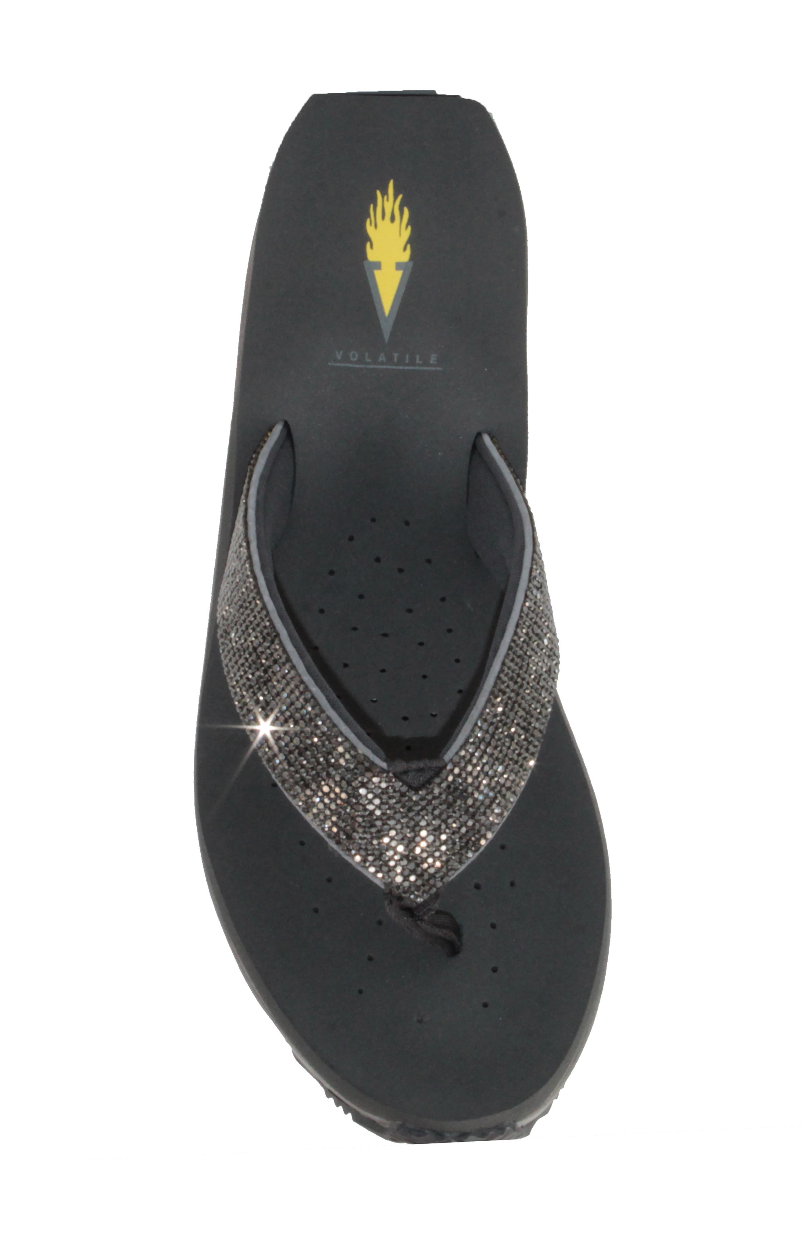 Glimpse Wedge Flip Flop, Alternate, color, GREY WITH RHINESTONES