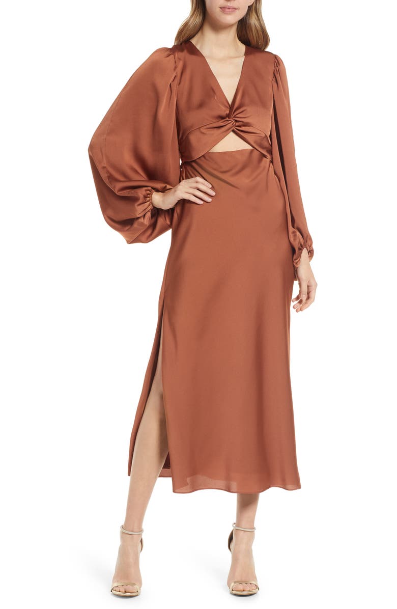 Shona Joy Twist Front Long Sleeve Cocktail Dress, Main, color, 