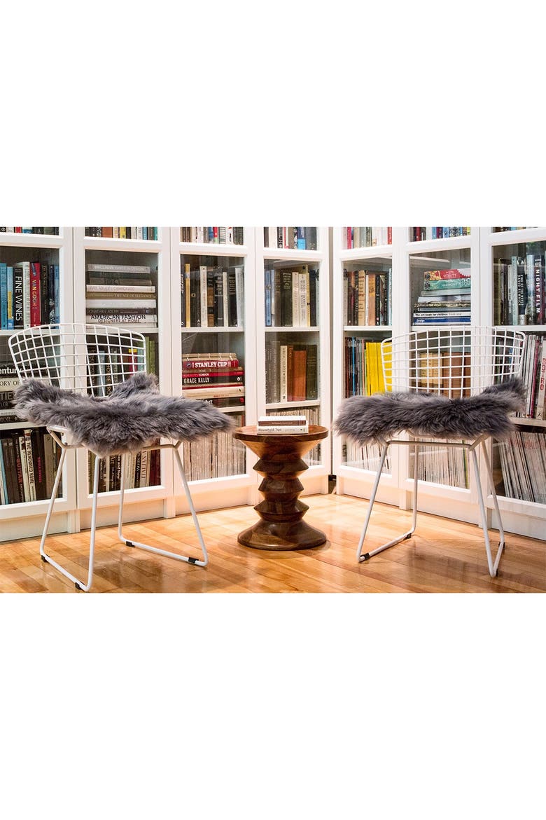 New Zealand Genuine Sheepskin Shearling Chair Seat Pad - Set of 2, Alternate, color, GREY
