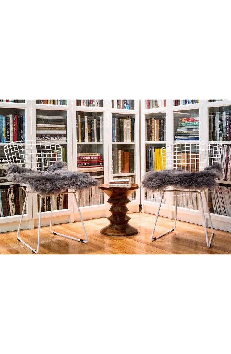 NATURAL New Zealand Genuine Sheepskin Shearling Chair Seat Pad - Set of 2, Alternate, color, Grey