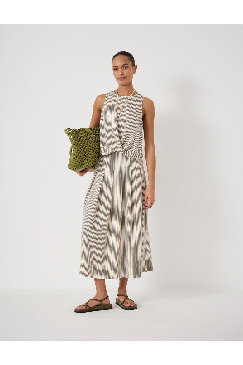 Ivy Pleated Stripe Midi Skirt, Alternate, color, Green Stripe White