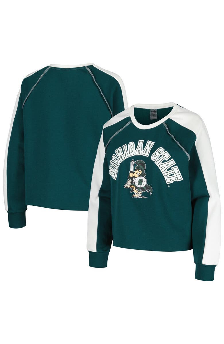 GAMEDAY COUTURE Women's Gameday Couture Green Michigan State Spartans Blindside Raglan Cropped Pullover Sweatshirt, Main, color, Green