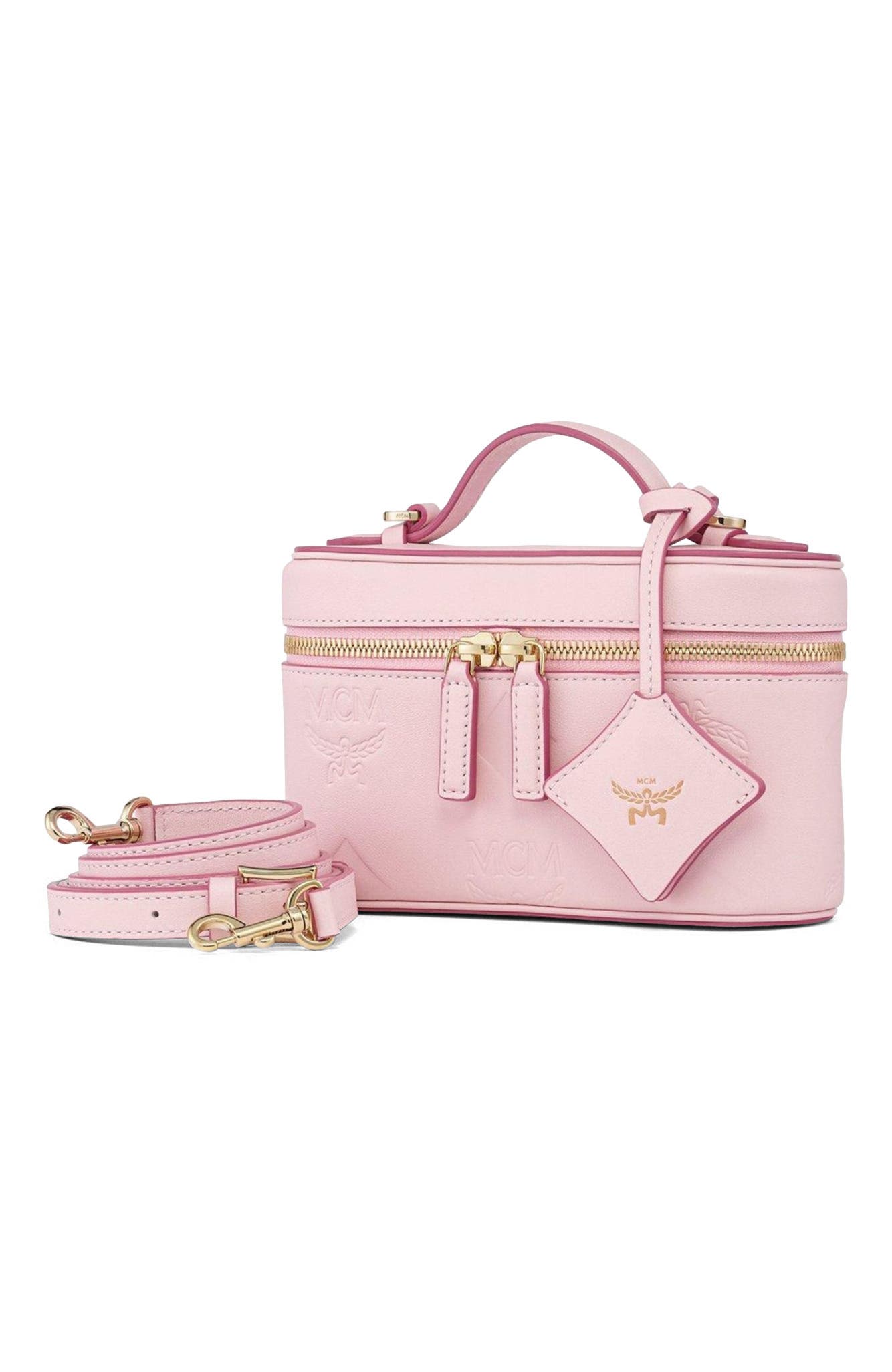 Aren Vanity Case in Maxi Monogram Leather, Alternate, color, Lotus