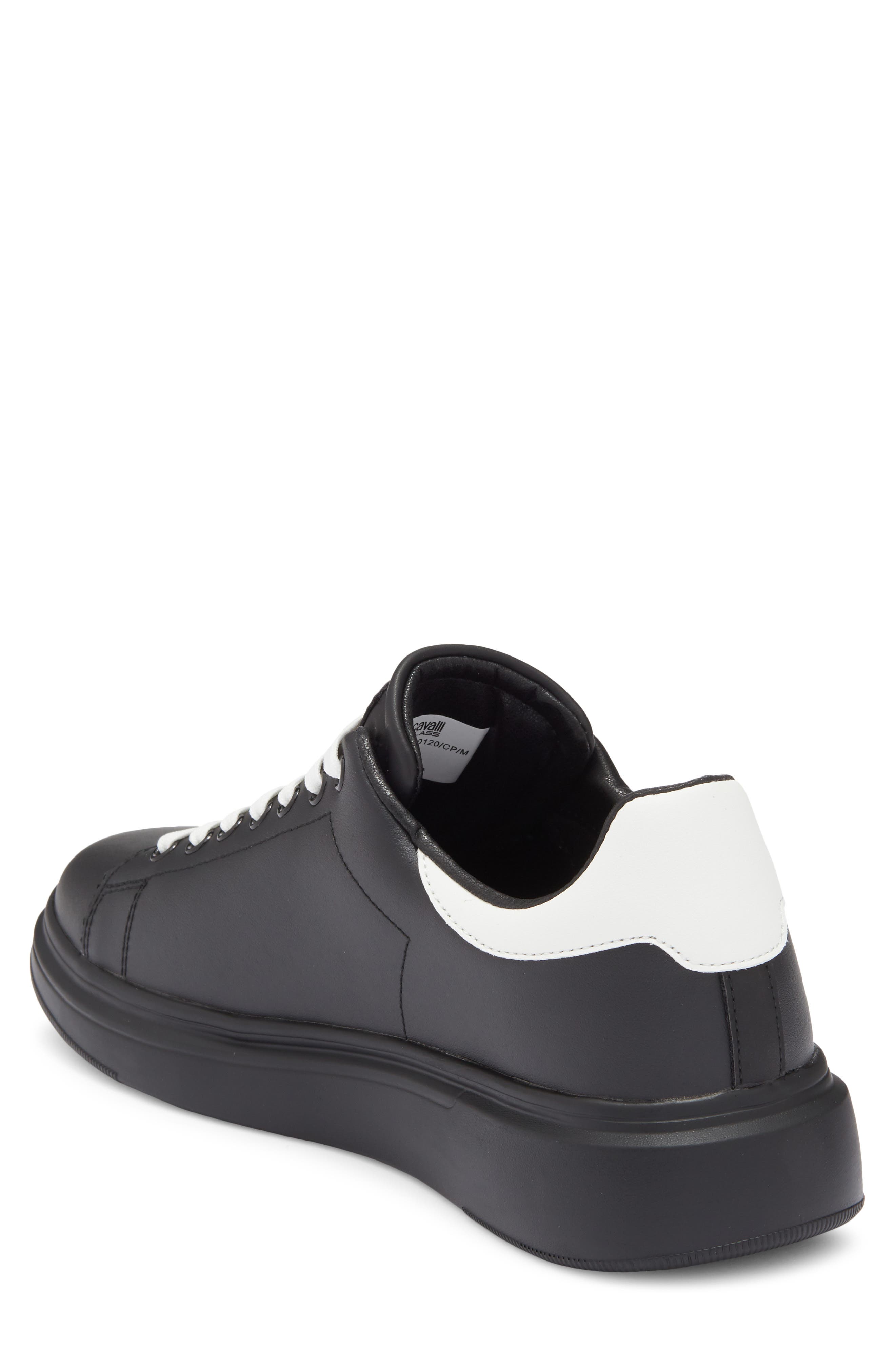 Roberto Cavalli Cavalli Class Logo Low Top Sneaker, Alternate, color, Black/ White