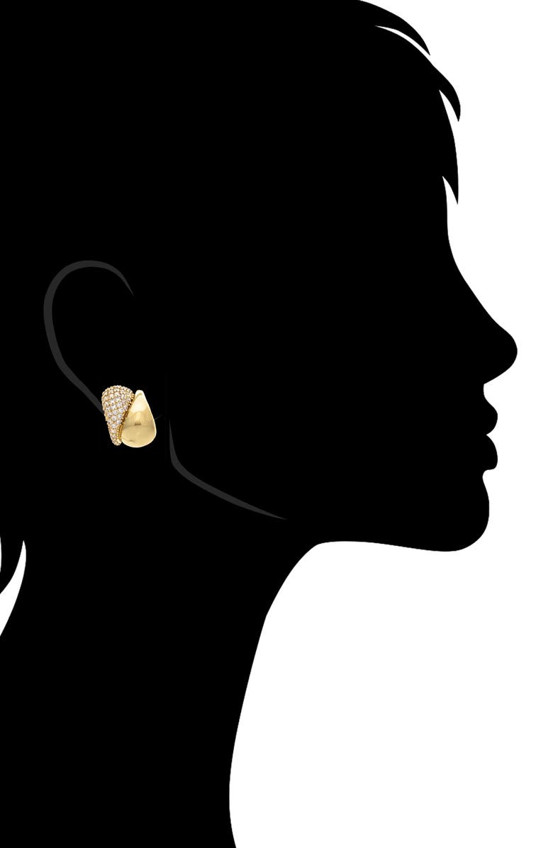 RIVKA FRIEDMAN 18K Gold Clad Pavé CZ Half Hoop Earrings, Alternate, color, Cubic Zirconia