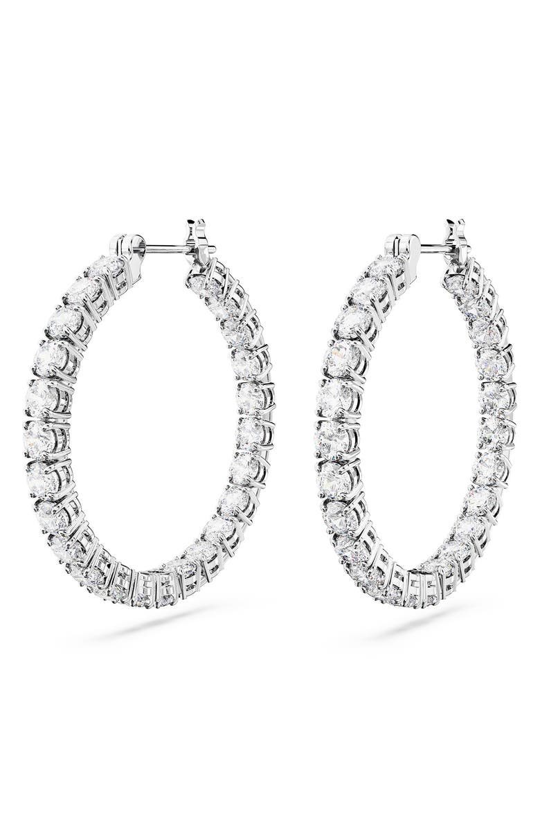 Swarovski Matrix Tennis Hoop Earrings, Alternate, color, 