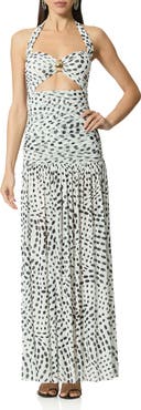 AFRM Blane Swirl Dot Print Hardware Detail Maxi Dress