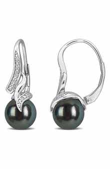 DELMAR Tahitian Pearl & Diamond Drop Earrings