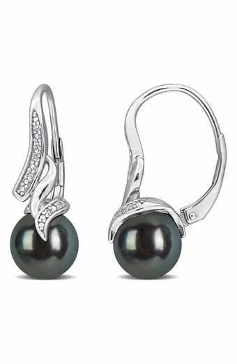 Tahitian Pearl & Diamond Drop Earrings