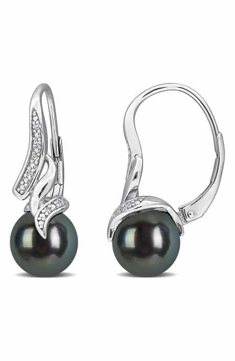 DELMAR Tahitian Pearl & Diamond Drop Earrings