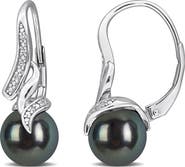 DELMAR Tahitian Pearl & Diamond Drop Earrings