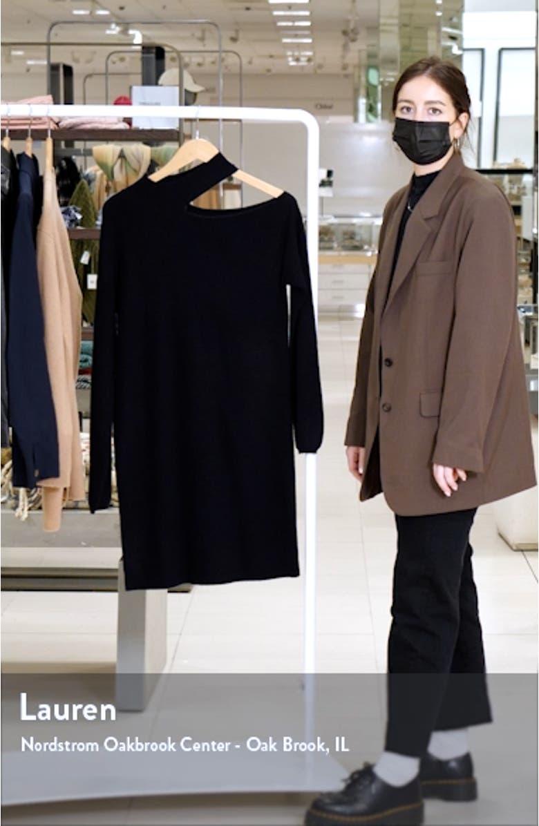 Cutout Shoulder Long Sleeve Sweater Dress, sales video thumbnail