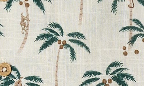 FIRSTS BY PETIT LEM FIRSTS BY PETIT LEM PALM TREES CROSSHATCH CAMP SHIRT & KHAKI SHORTS SET