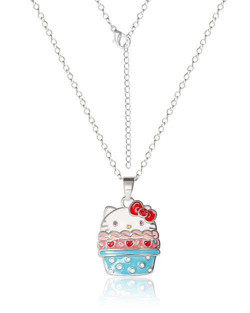 Hello Kitty Silver Plated Cupcake Pendant Necklace In Silver
