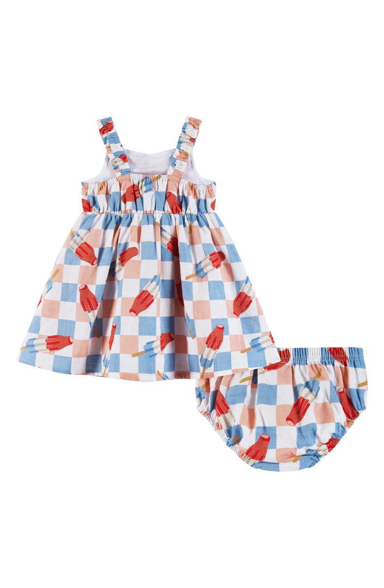 Andy & Evan Ice Pop Check Cotton Sundress & Bloomers, Alternate, color, 
