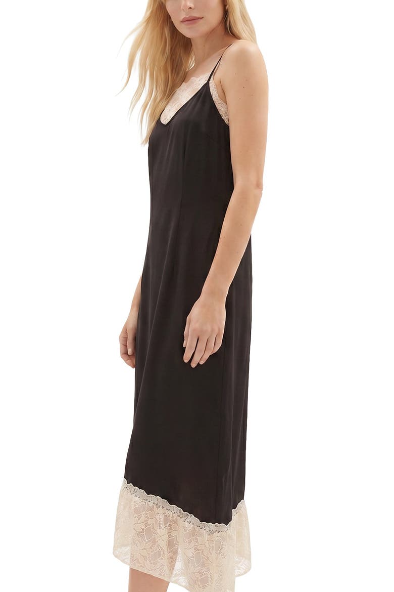 Abby Lace Insert Midi Dress, Alternate, color, Black & White
