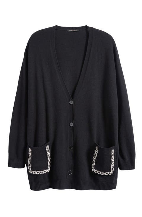 Pavido Rhinestone Pocket Wool & Cashmere Cardigan (Plus)