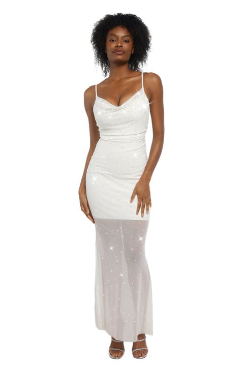 Shapewear Heat-Set Crystal Mesh Slimming Maxi Slip Dress