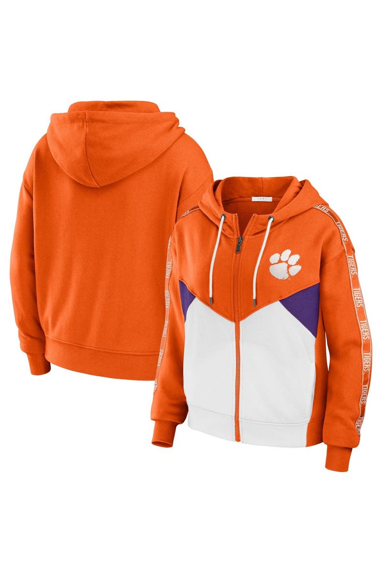 Women's WEAR by Erin Andrews Orange Clemson Tigers Colorblock Full-Zip Hoodie Jacket, Main, color, Orange