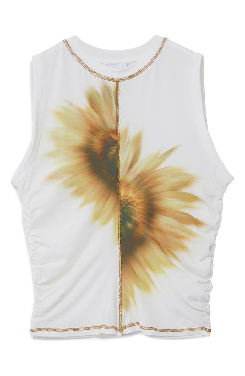 Desigual Split Floral Tank, Alternate, color, Light Beige
