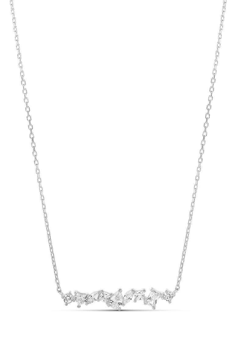 Multi Shape Prong Set Bar Necklace, Main, color, SILVER