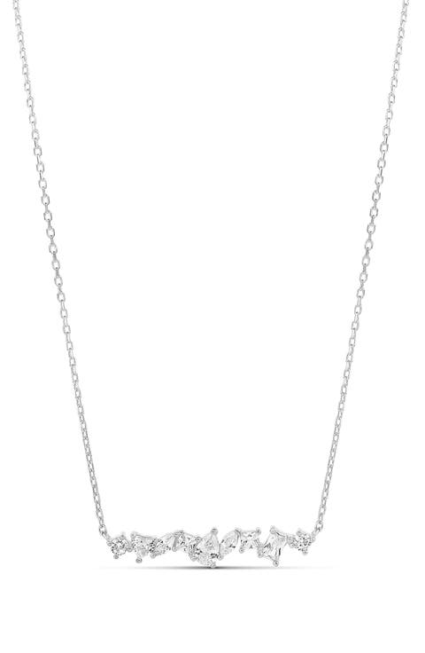 Multi Shape Prong Set Bar Necklace