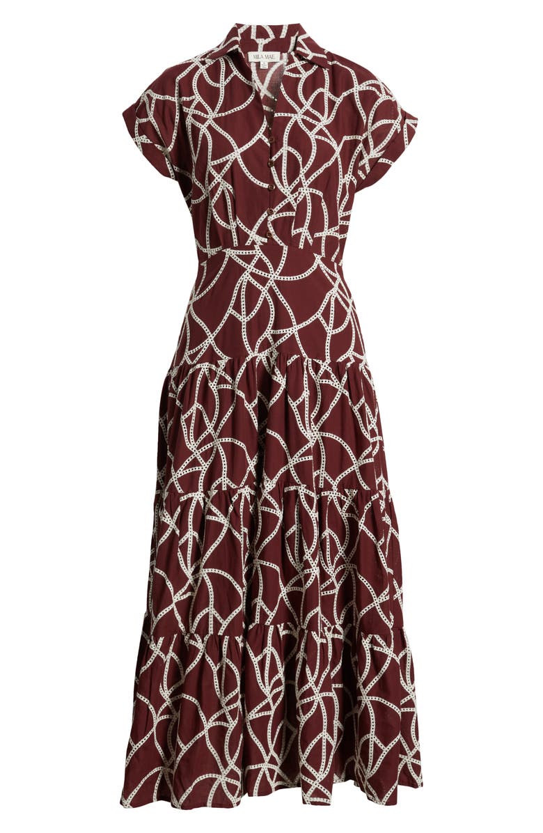 Mila Mae Tiered Cotton Maxi Shirtdress, Alternate, color, 