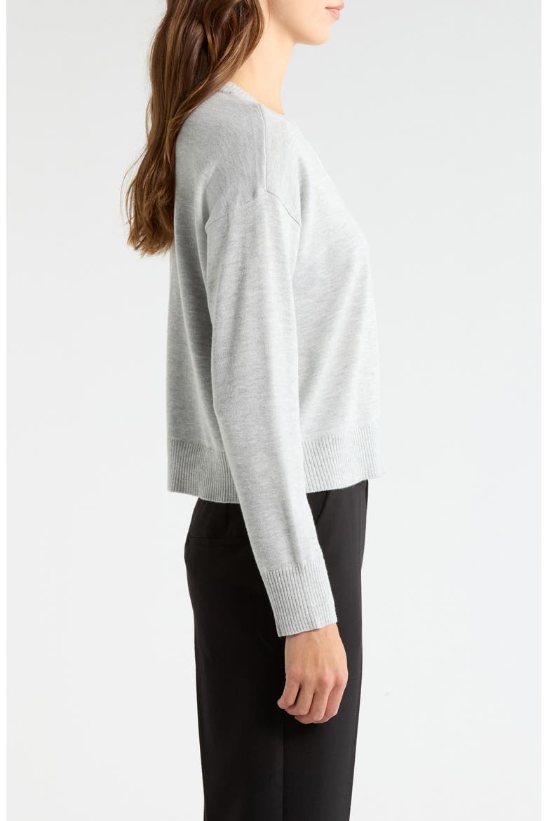 Floral Motif Crewneck Sweater, Alternate, color, PEARL HEATHER