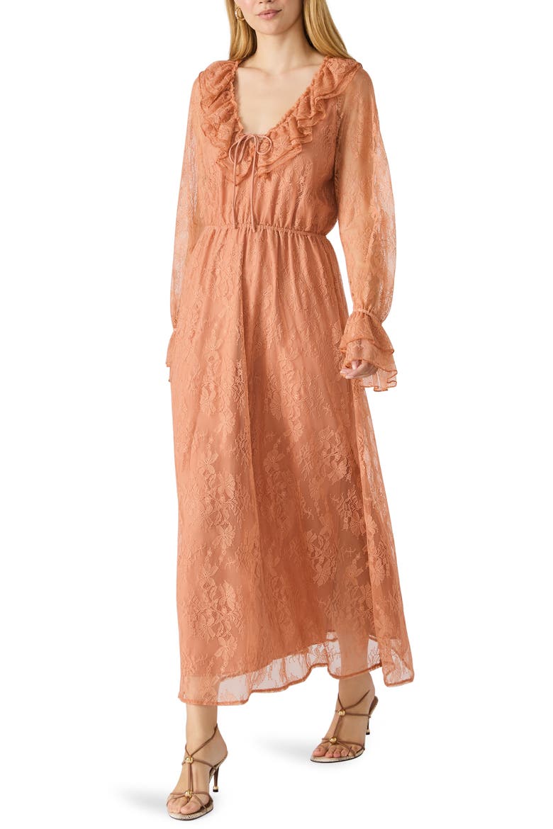 Rosabella Long Sleeve Lace Dress, Alternate, color, CLAY