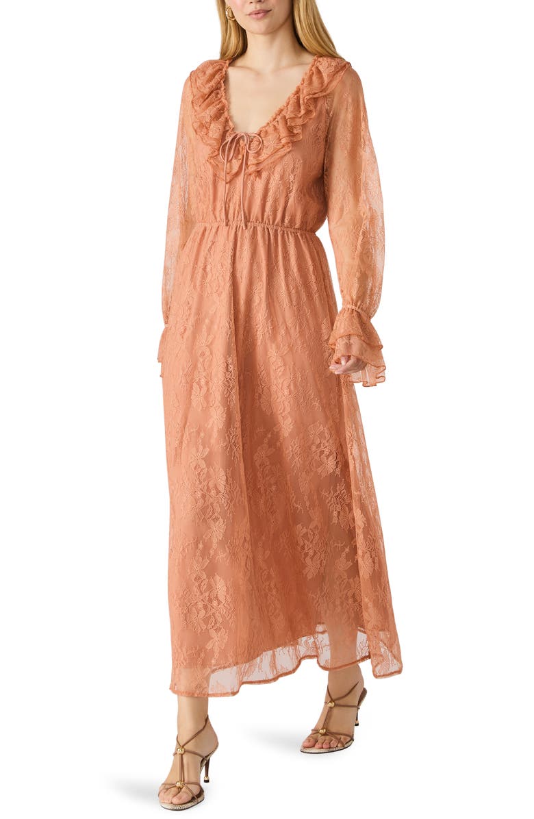 Steve Madden Rosabella Long Sleeve Lace Dress, Alternate, color, Clay