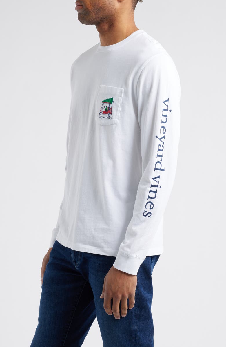 vineyard vines Christmas Golf Cart Logo Sleeve Pocket Graphic T-Shirt, Alternate, color, 