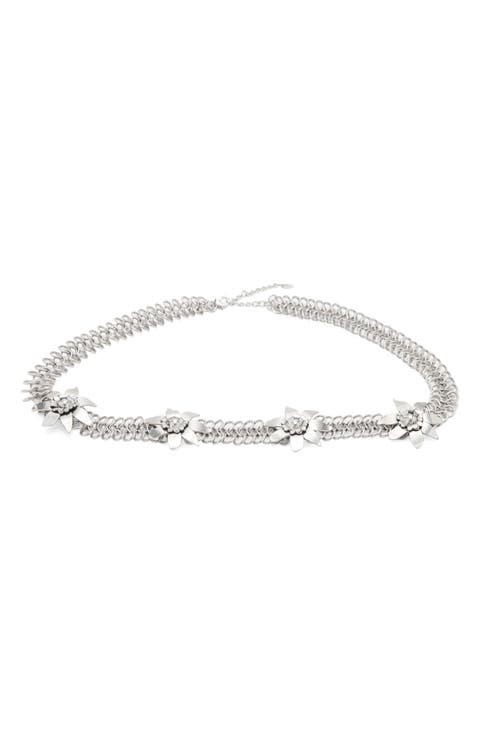 Metallic Flower Chain Belt