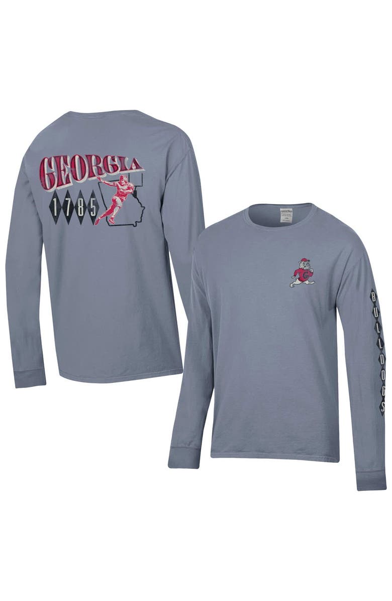 ComfortWash Men's ComfortWash  Gray Georgia Bulldogs Vault Football Long Sleeve T-Shirt, Alternate, color, Gray