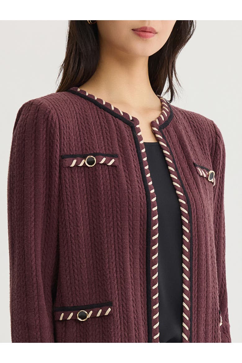 Heritage Whipstitch Cable Knit Jacket, Alternate, color, Mahogany/Biscotti/Black