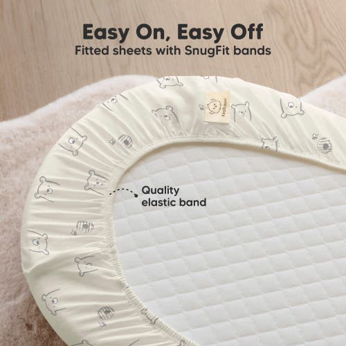 Keababies 2-pack Soothe Fitted Bassinet Sheets In Bumble Bear