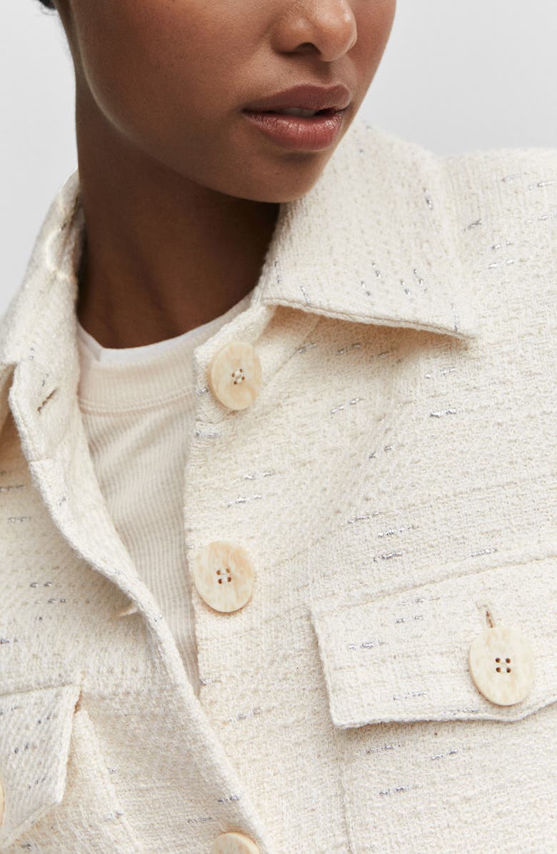 MANGO Patch Pocket Tweed Jacket, Alternate, color, Ecru