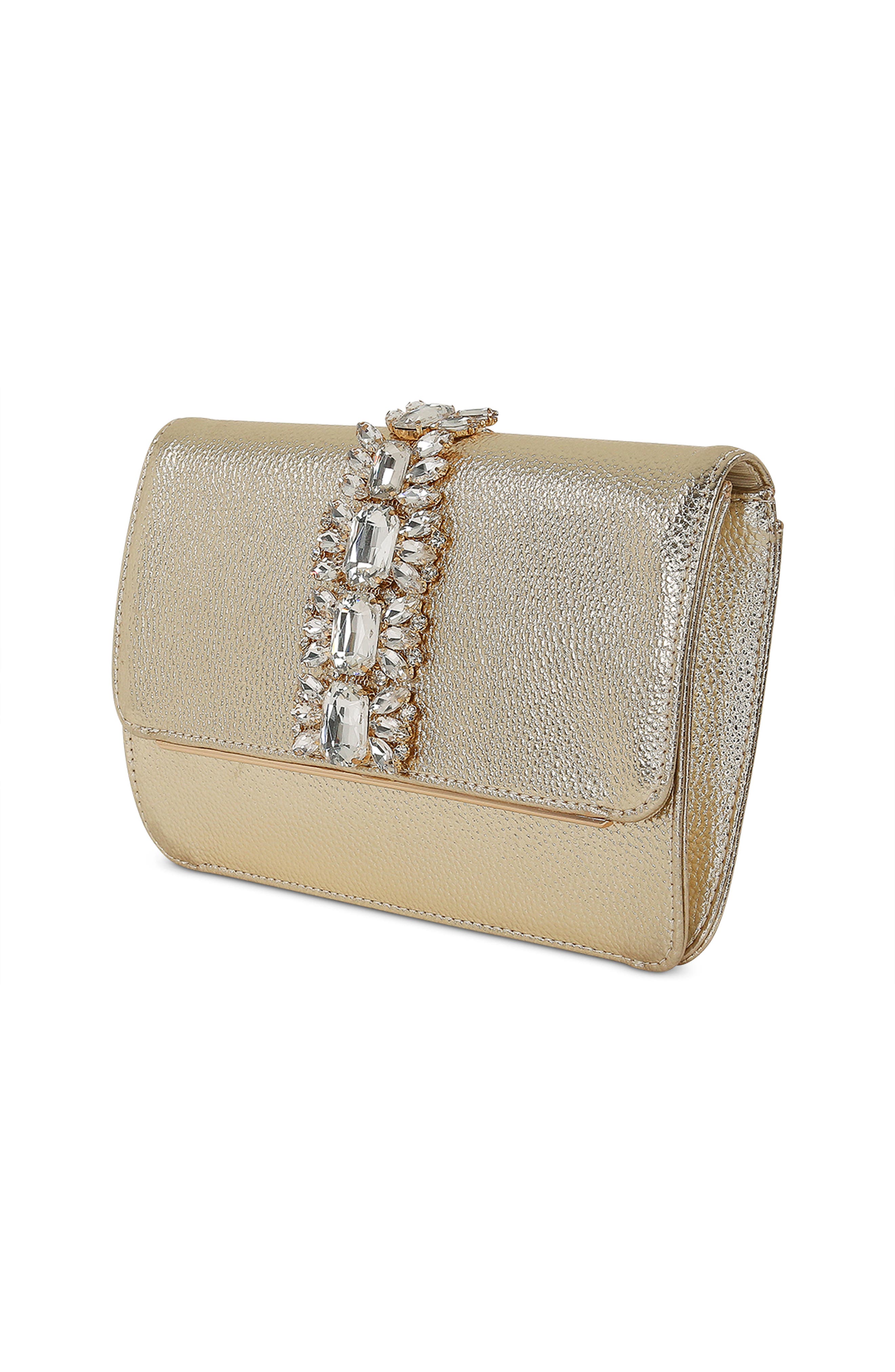 Jewel Badgley Mischka Lux Faux Leather Envelope Clutch, Alternate, color, 