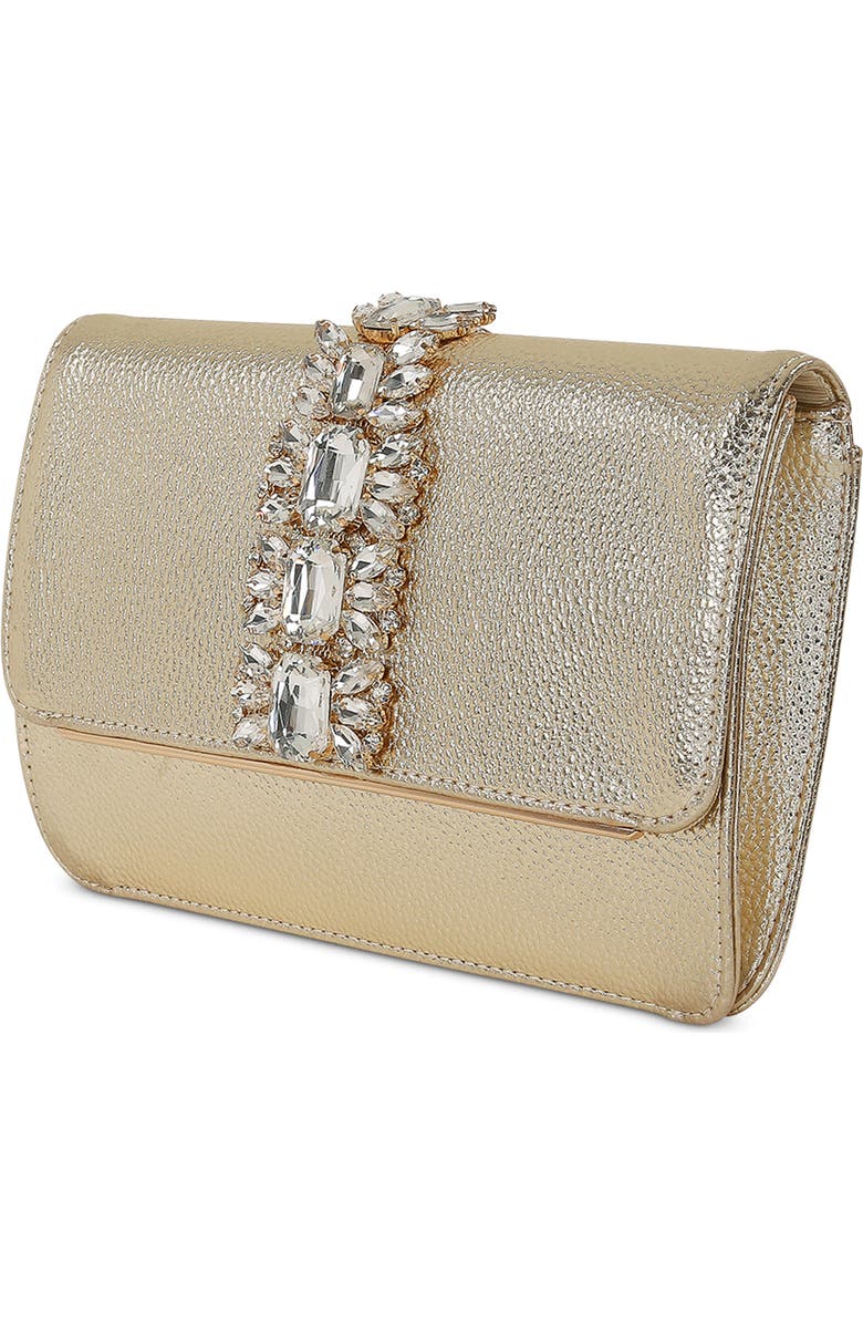 Jewel Badgley Mischka Lux Faux Leather Envelope Clutch, Alternate, color,