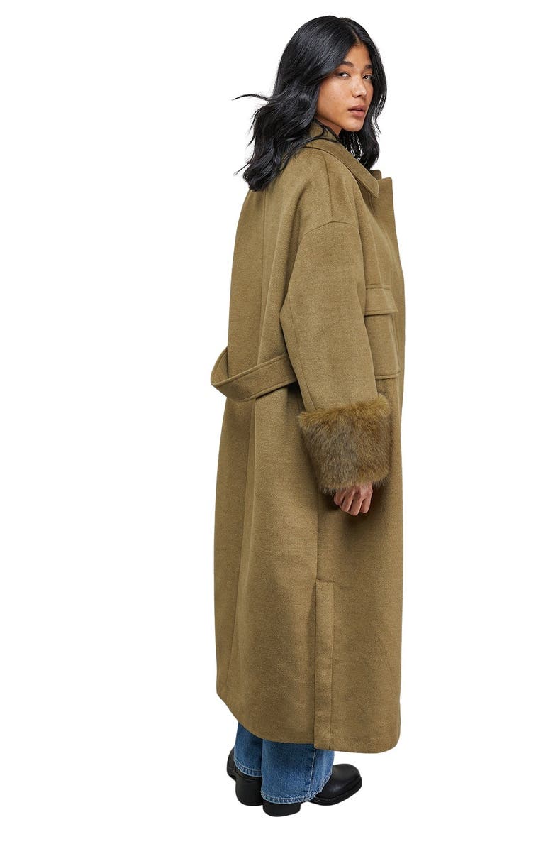 Warehouse Patch Pocket Faux Fur Cuff Maxi Coat, Alternate, color, 