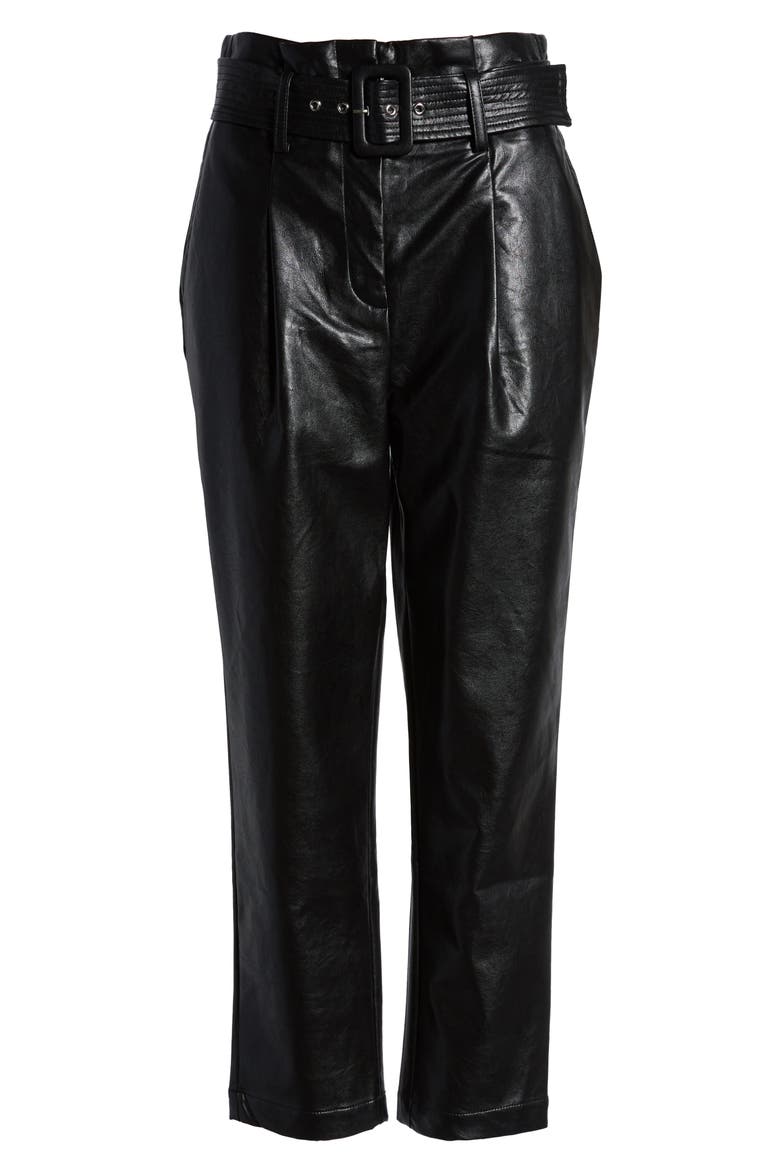 Faux Leather Crop Pants, Alternate, color, BLACK