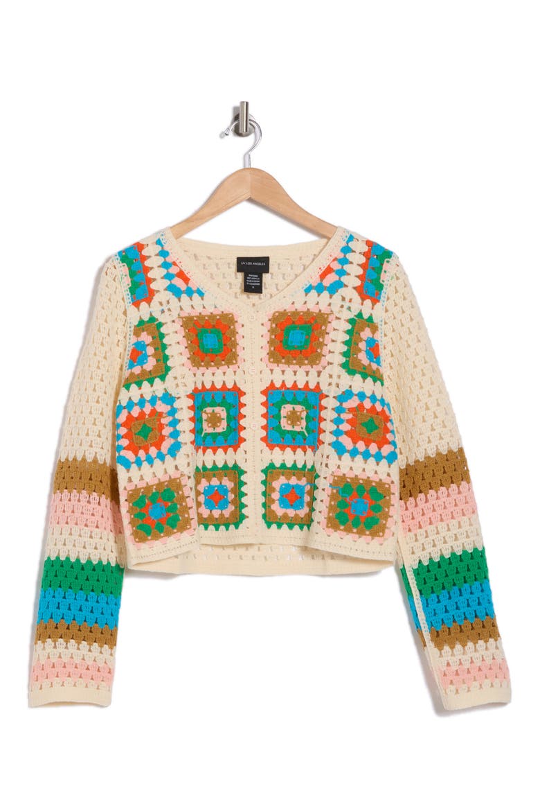Crochet Sweater Cardigan, Alternate, color, CROCHET SQUARES