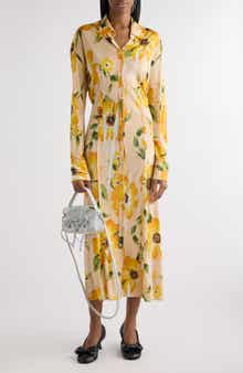 Acne Studios Delga Floral Print Long Sleeve Shirtdress
