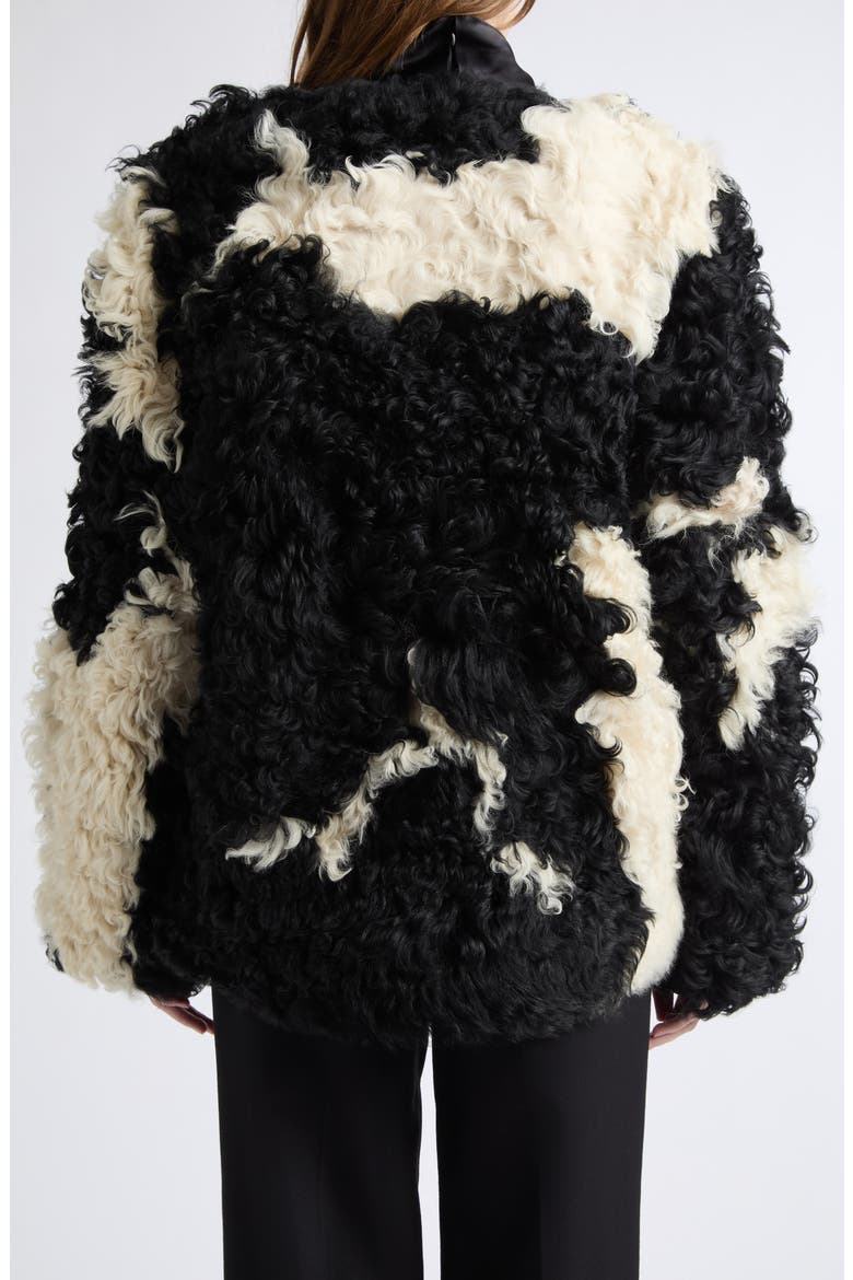 Cow Print Genuine Shearling Jacket, Alternate, color, BLACK CREAM