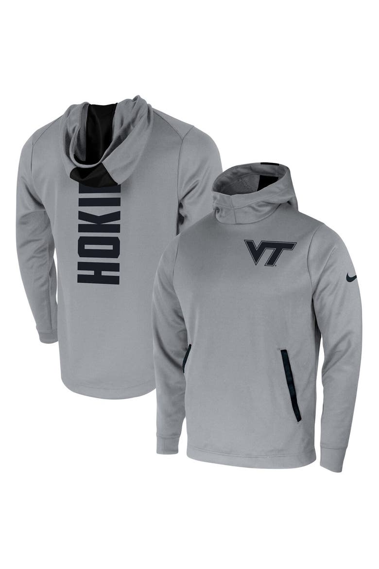 Men's Nike Gray Virginia Tech Hokies 2-Hit Performance Pullover Hoodie, Main, color, Gray
