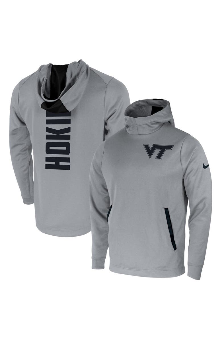 Nike Men's Nike Gray Virginia Tech Hokies 2-Hit Performance Pullover Hoodie, Main, color,