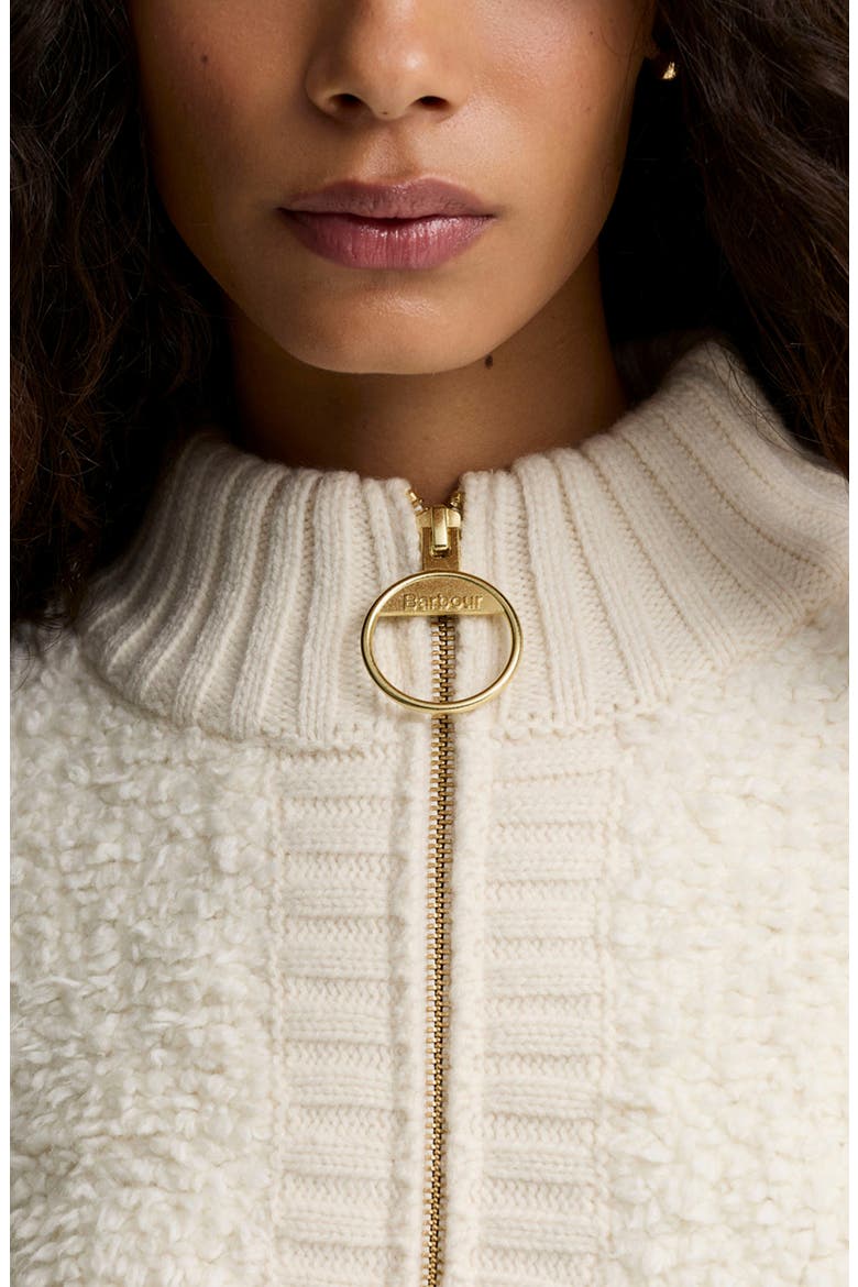 Hazelwood Knitted Zip Cardigan, Alternate, color, ECRU