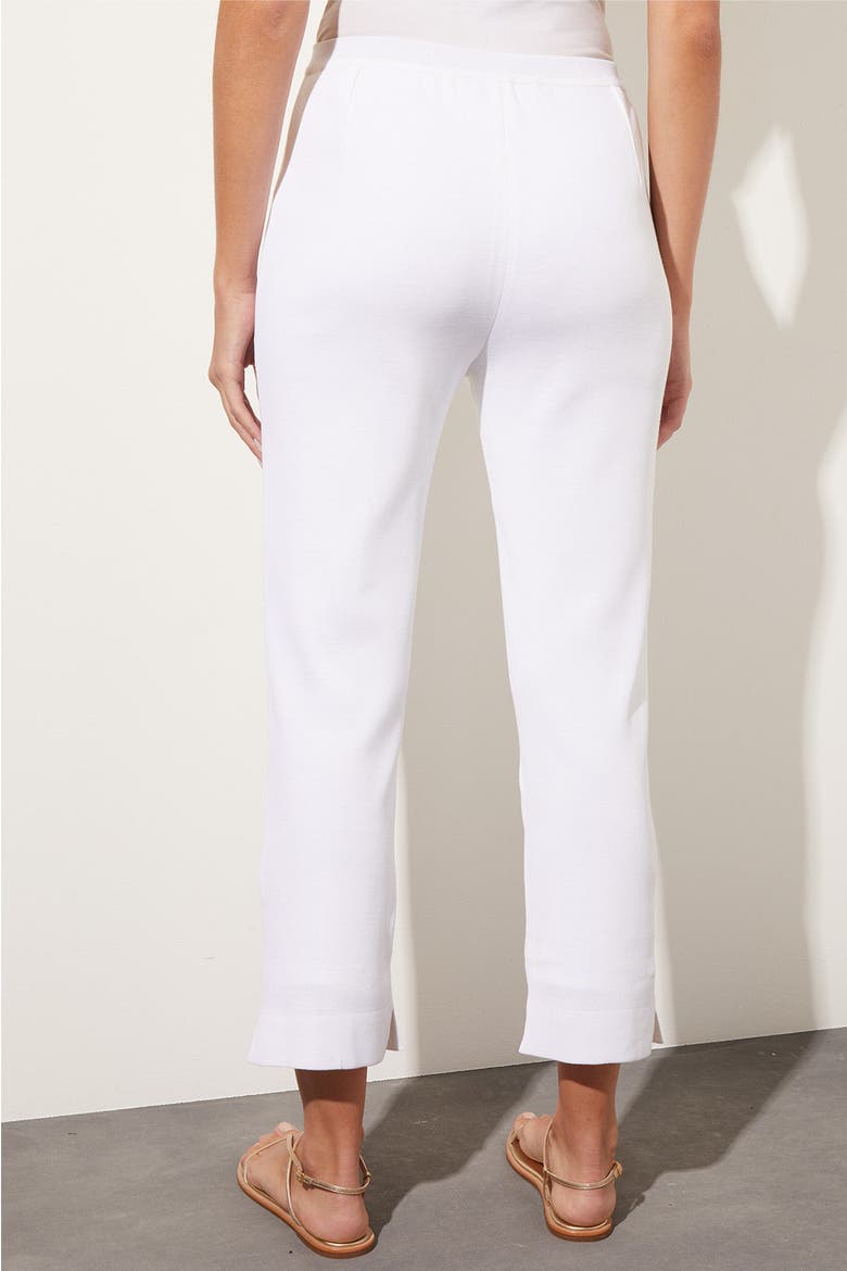 Knit Lined Straight-Leg Ankle Pants, Alternate, color, White
