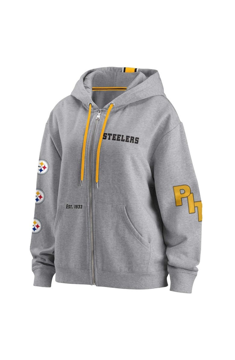 WEAR by Erin Andrews Women's WEAR by Erin Andrews Gray Pittsburgh Steelers Full-Zip Hoodie, Alternate, color, 