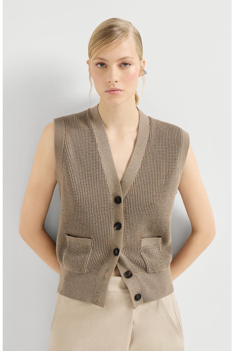 Sparkling cotton cardigan, Alternate, color, Walnut